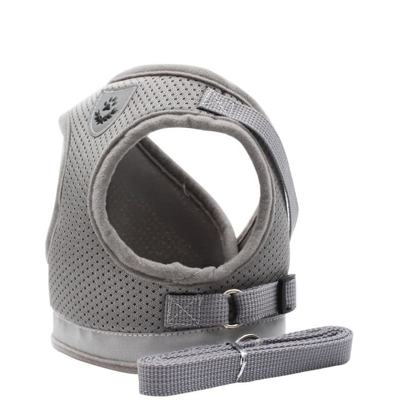 Gray Reflective Harness & Leash Set