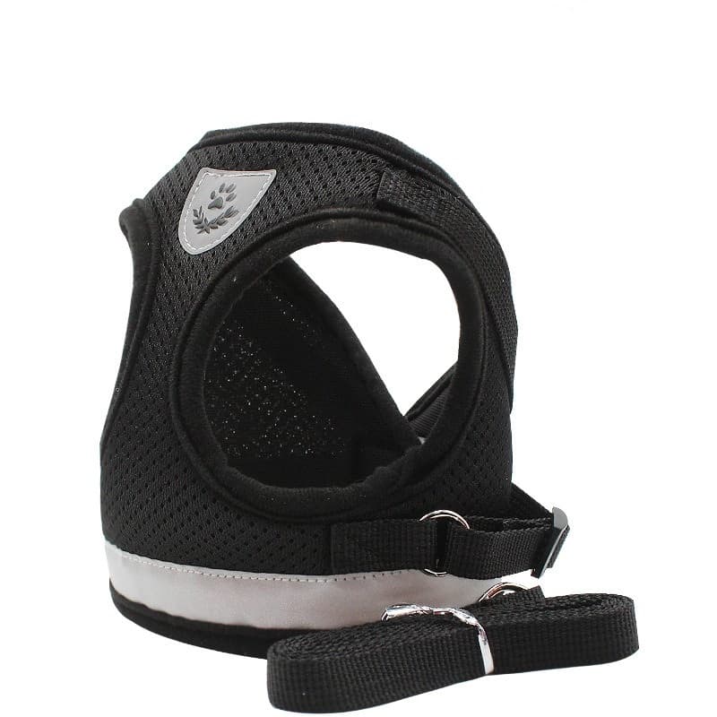 Black Reflective Harness & Leash Set