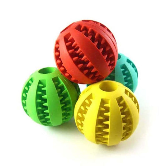Red, Green, Yellow and Blue Rubber Chewy Treat Balls