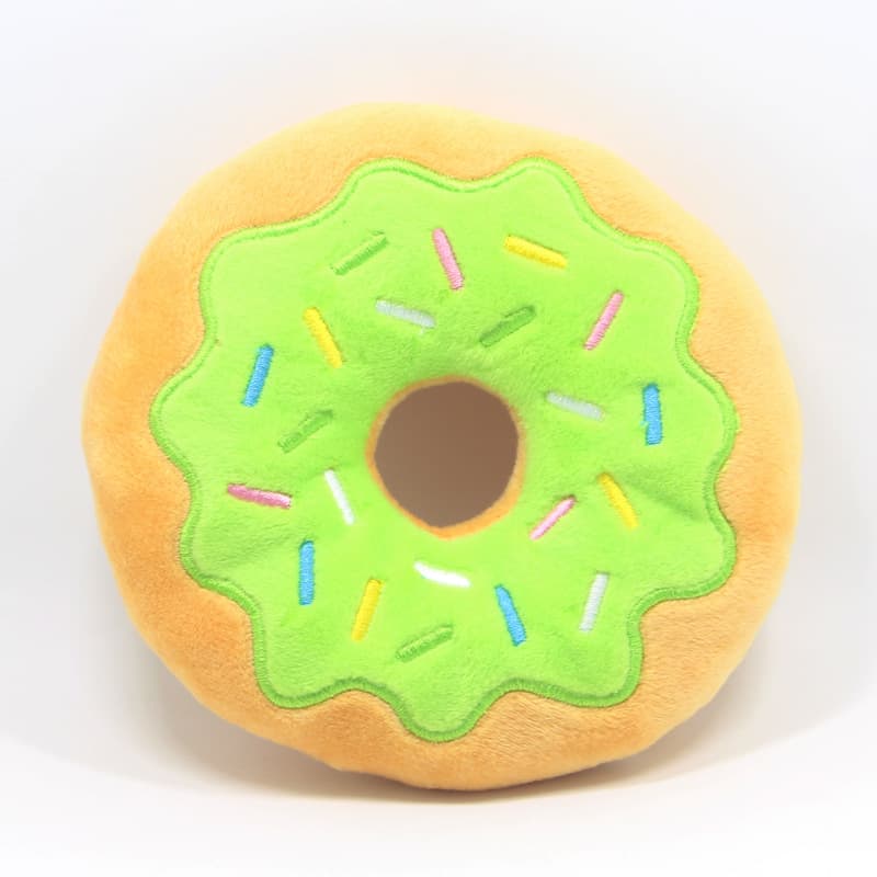 Lime Squeaky Donut Plush Toy