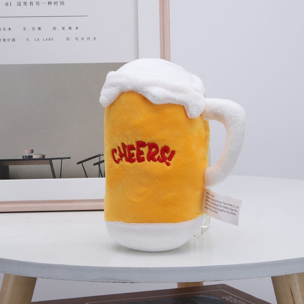 Beer Mug Plush Toy sitting on a table