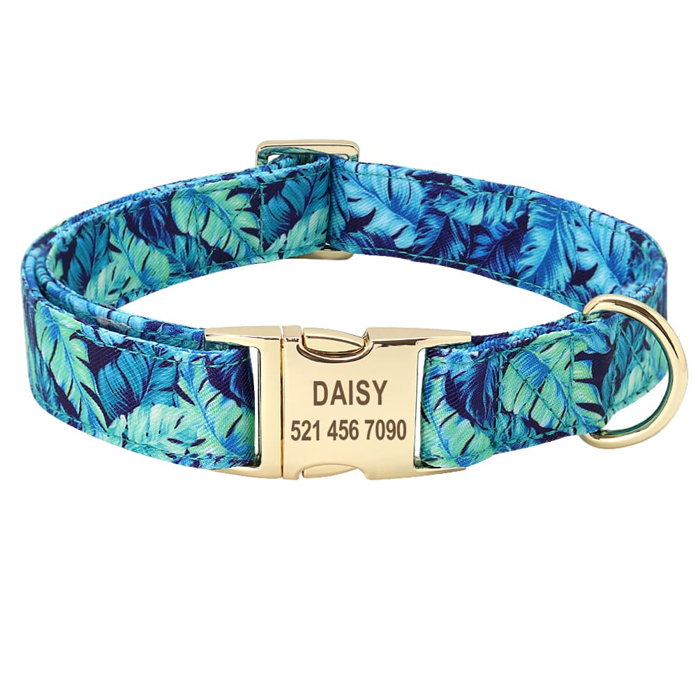 Blue Personalized Floral Collar