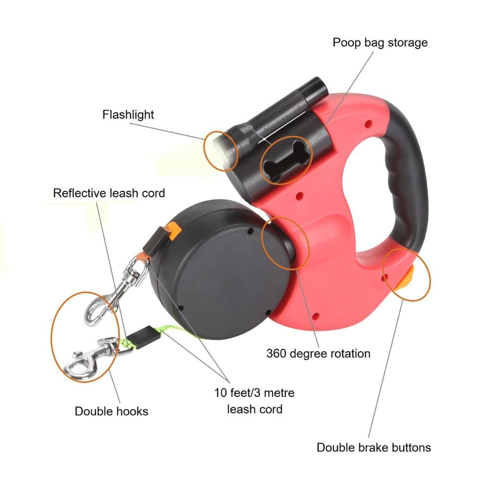 Double Retractable Leash parts showcase