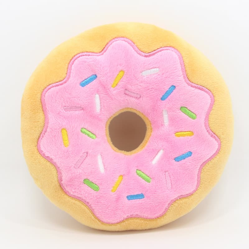 Strawberry Squeaky Donut Plush Toy