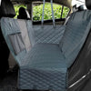 Gray Waterproof Car Seat Cover with the left side flap opened placed in a car's back seats